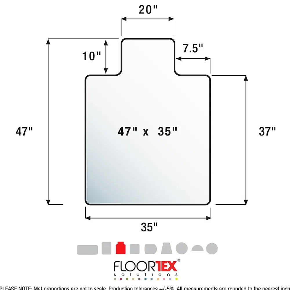 Chair Mats*Floortex Cleartex Unomat Carpet & Hard Floor Chair Mat with Lip, 35" x 47", Low-Pile, Clear (128920LRA)