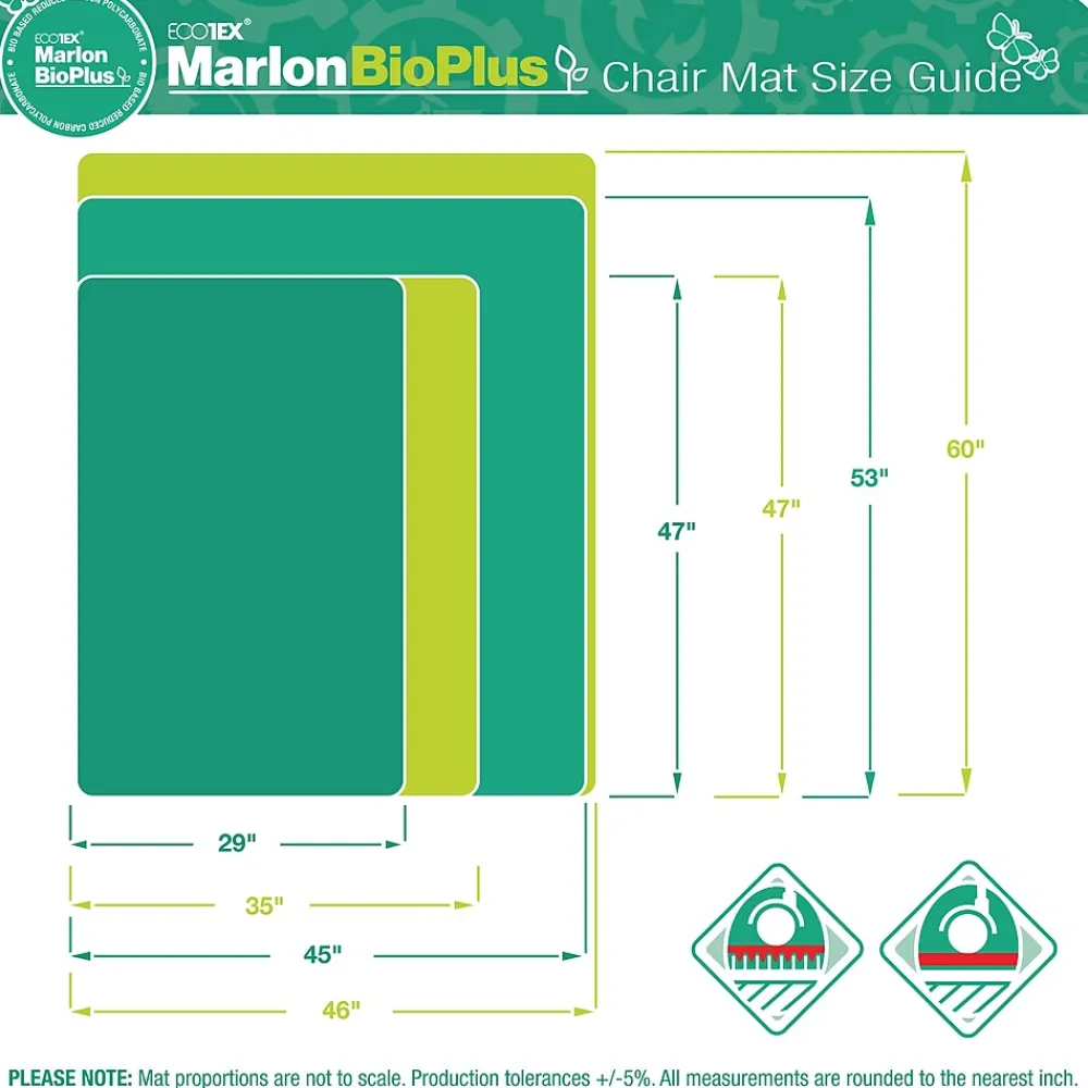 Chair Mats*Floortex Ecotex BioPlus Hard Floor Chair Mat, 45" x 53", Clear Bio Based Polycarbonate (NRCMFLBS0003)