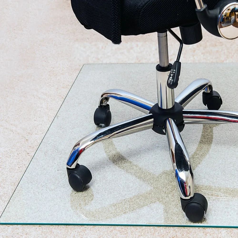 Chair Mats*Floortex Glaciermat Carpet & Hard Floor Chair Mat, 36" x 42", Crystal Clear Glass (FC123642EG)