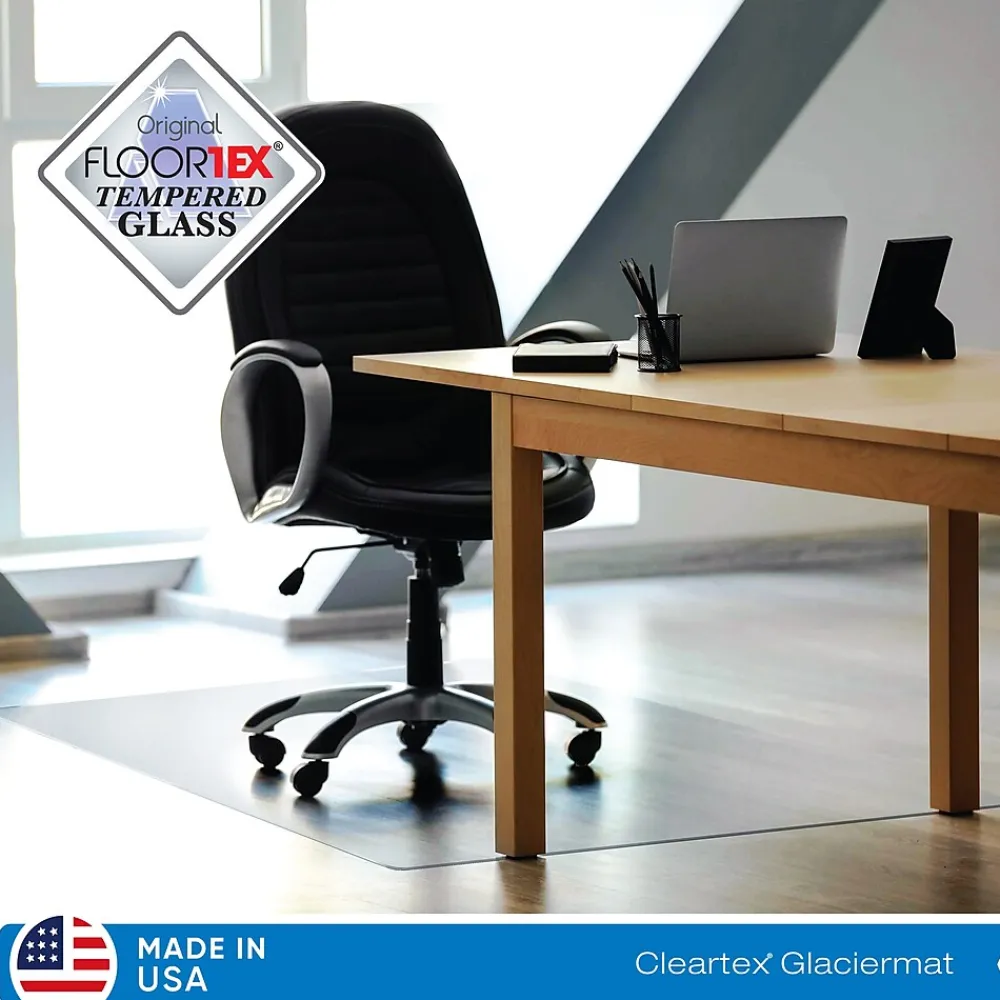 Chair Mats*Floortex Glaciermat Carpet & Hard Floor Chair Mat, 36" x 42", Crystal Clear Glass (FC123642EG)