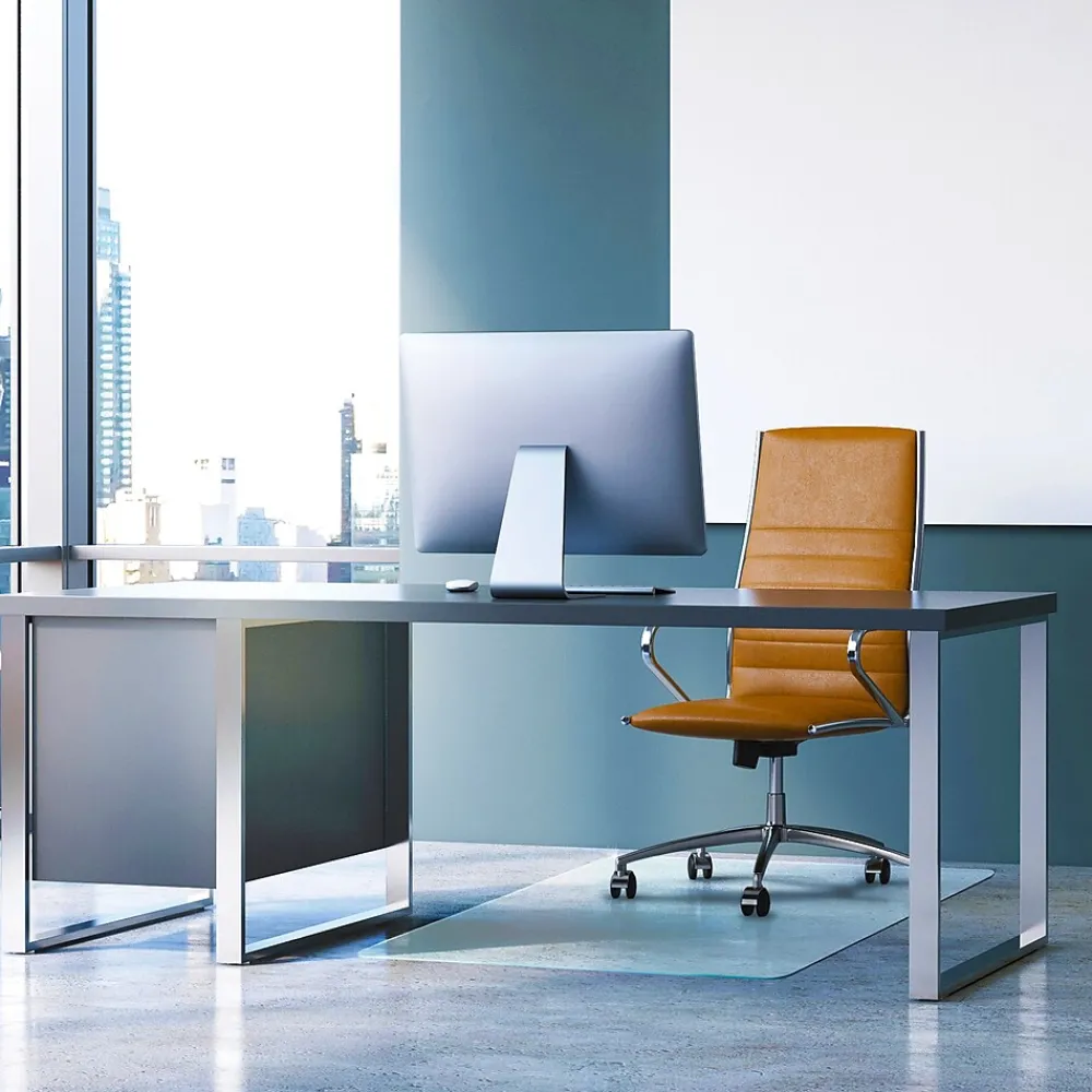 Chair Mats*Floortex Glaciermat Carpet & Hard Floor Chair Mat, 36" x 42", Crystal Clear Glass (FC123642EG)