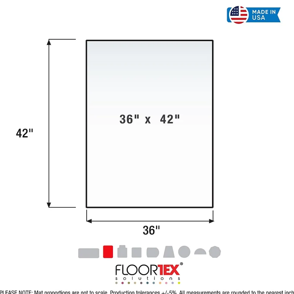 Chair Mats*Floortex Glaciermat Carpet & Hard Floor Chair Mat, 36" x 42", Crystal Clear Glass (FC123642EG)