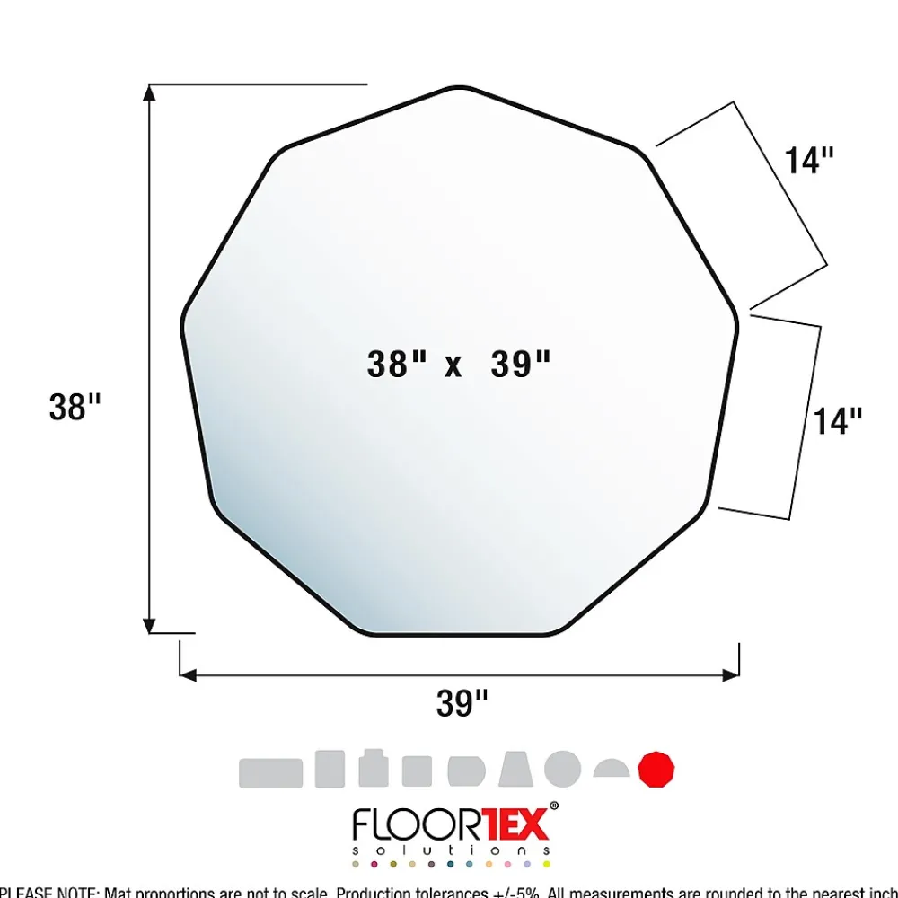 Chair Mats*Floortex 9Mat Hard Floor Gaming Chair Mat, 38" x 39", Clear Polycarbonate (FC121001009R)