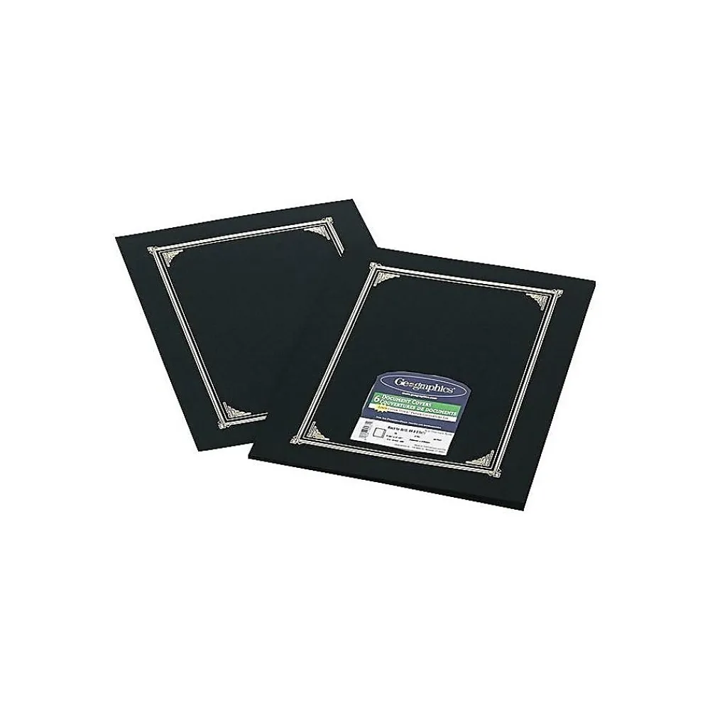 Awards & Certificates*Geographics Linen Gold Foil Certificate Covers, Black, 6/Pack (45331)