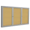 Bulletin*Ghent 4' H x 6' W Enclosed Natural Cork Bulletin Board with Satin Frame, 3 Door (PA34872K)