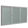 Bulletin*Ghent 4' H x 8' W Enclosed Vinyl Bulletin Board with Satin Frame, 3 Door, Silver (PA34896VX-193)