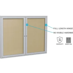 Bulletin*Ghent 4' H x 8' W Enclosed Vinyl Bulletin Board with Satin Frame, 3 Door, Silver (PA34896VX-193)