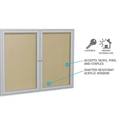 Bulletin*Ghent 3' H x 2' W Enclosed Vinyl Bulletin Board with Satin Frame, 1 Door, Silver (PA13624VX-193)