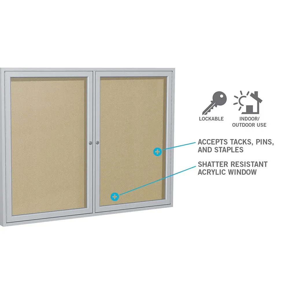 Bulletin*Ghent 24" H x 18" W Enclosed Vinyl Bulletin Board with Satin Frame, 1 Door (PA12418VX-193)