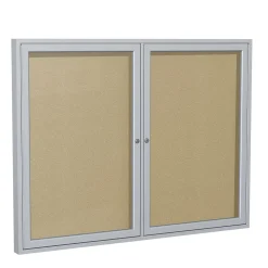 Bulletin*Ghent 3' H x 5' W Enclosed Vinyl Bulletin Board with Satin Frame, 2 Door (PA23660VX-181)
