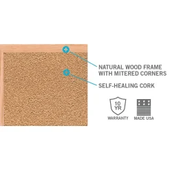 Bulletin*Ghent 3' H x 5' W Natural Cork Bulletin Board with Wood Frame (WK35)