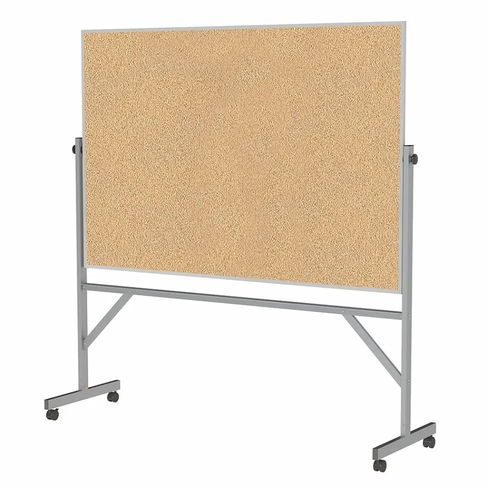 Bulletin*Ghent 4' H x 6' W Reversible Cork Bulletin Board with Aluminum Frame (ARKK46)