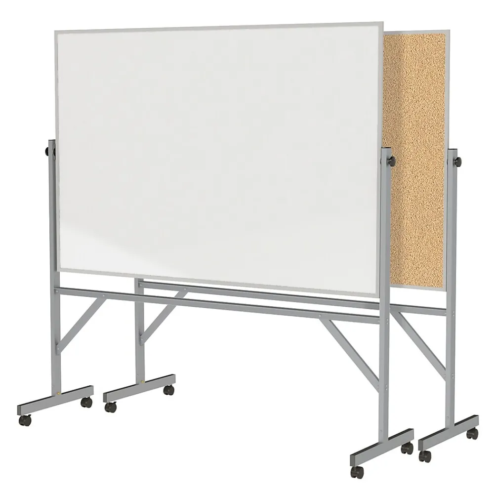 Bulletin*Ghent 4' H x 6' W Reversible Cork Bulletin Board/Whiteboard with Aluminum Frame (ARMK46)