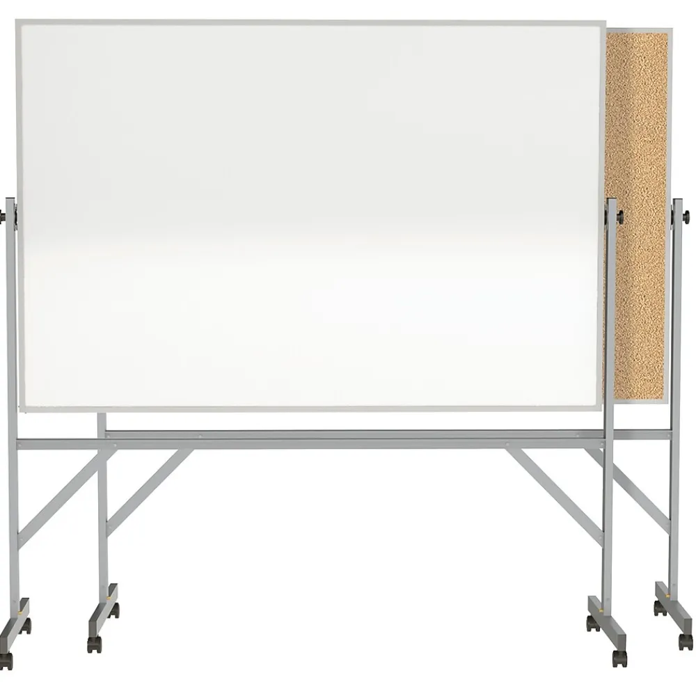 Bulletin*Ghent 4' H x 6' W Reversible Cork Bulletin Board/Whiteboard with Aluminum Frame (ARMK46)