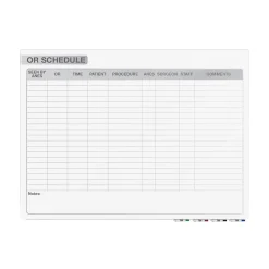 Dry Erase*Ghent Aria OR Schedule Glass Dry-Erase Whiteboard, 3'H x 4'W (GRPARIASN13S-34)