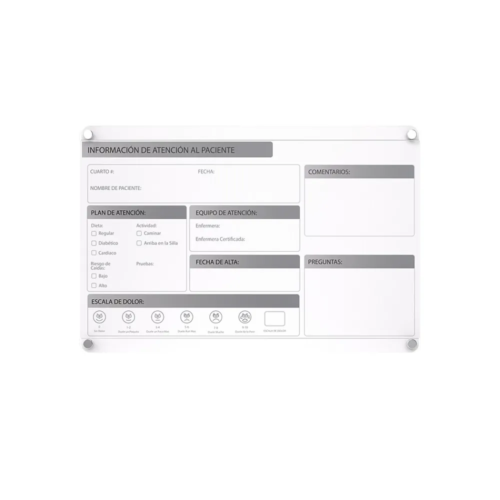 Dry Erase*Ghent Changeable Patient Room Glass Dry-Erase Whiteboard, 18"H x 24"W (GRPHMYRNFM11P-18-12H)