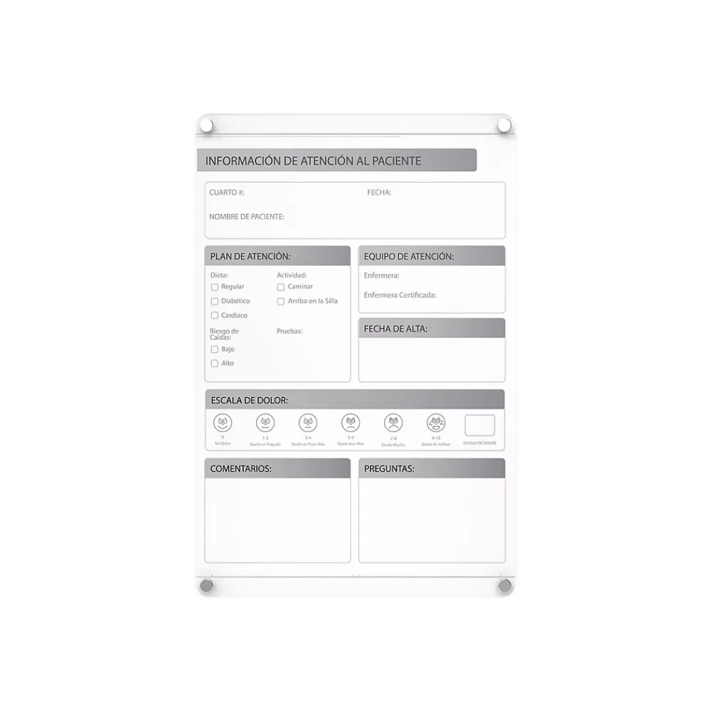 Dry Erase*Ghent Changeable Patient Room Glass Dry-Erase Whiteboard, 24"H x 18"W (GRPHMYRNFM11P-18-12V)