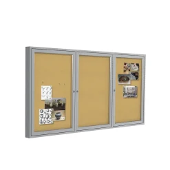 Bulletin*Ghent Cork Enclosed Bulletin Board, Satin Frame, 3'H x 6'W (PA33672K)