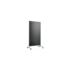 Dry Erase*Ghent EZ Glass Mobile Dry-Erase Whiteboard, Aluminum Frame, 75"H x 38"W (EZ1NA7538BK)