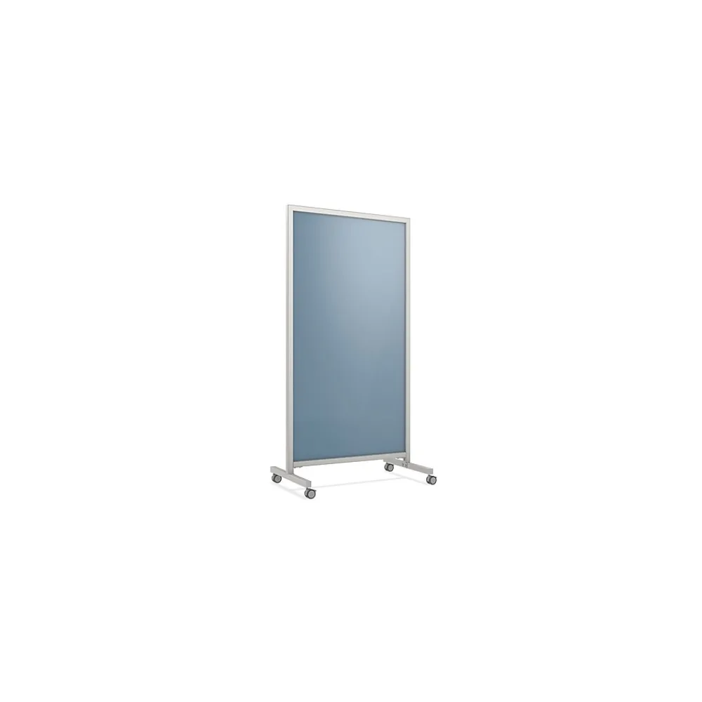 Dry Erase*Ghent EZ Glass Mobile Dry-Erase Whiteboard, Aluminum Frame, 75"H x 38"W (EZ1NA7538DM)