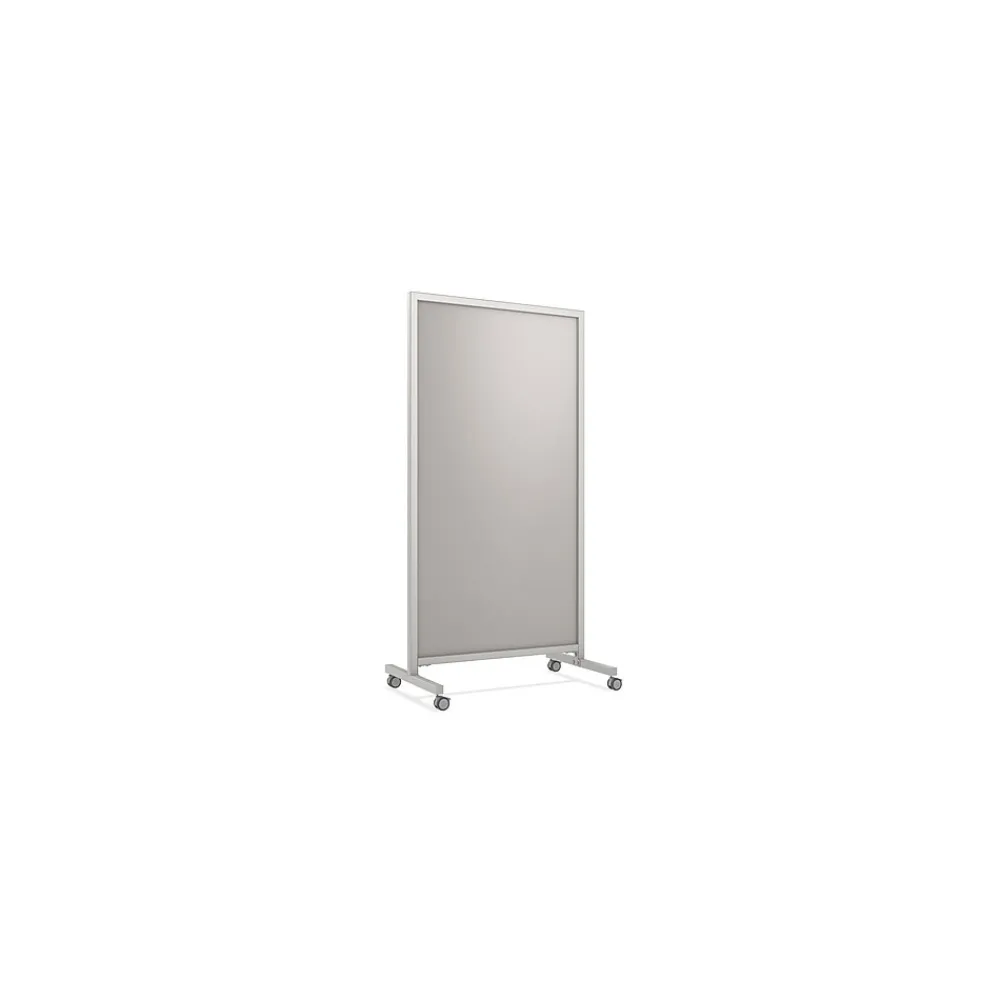 Dry Erase*Ghent EZ Magnetic Glass Mobile Dry-Erase Whiteboard, Aluminum Frame, 75"H x 38"W (EZ1MA7538GY)