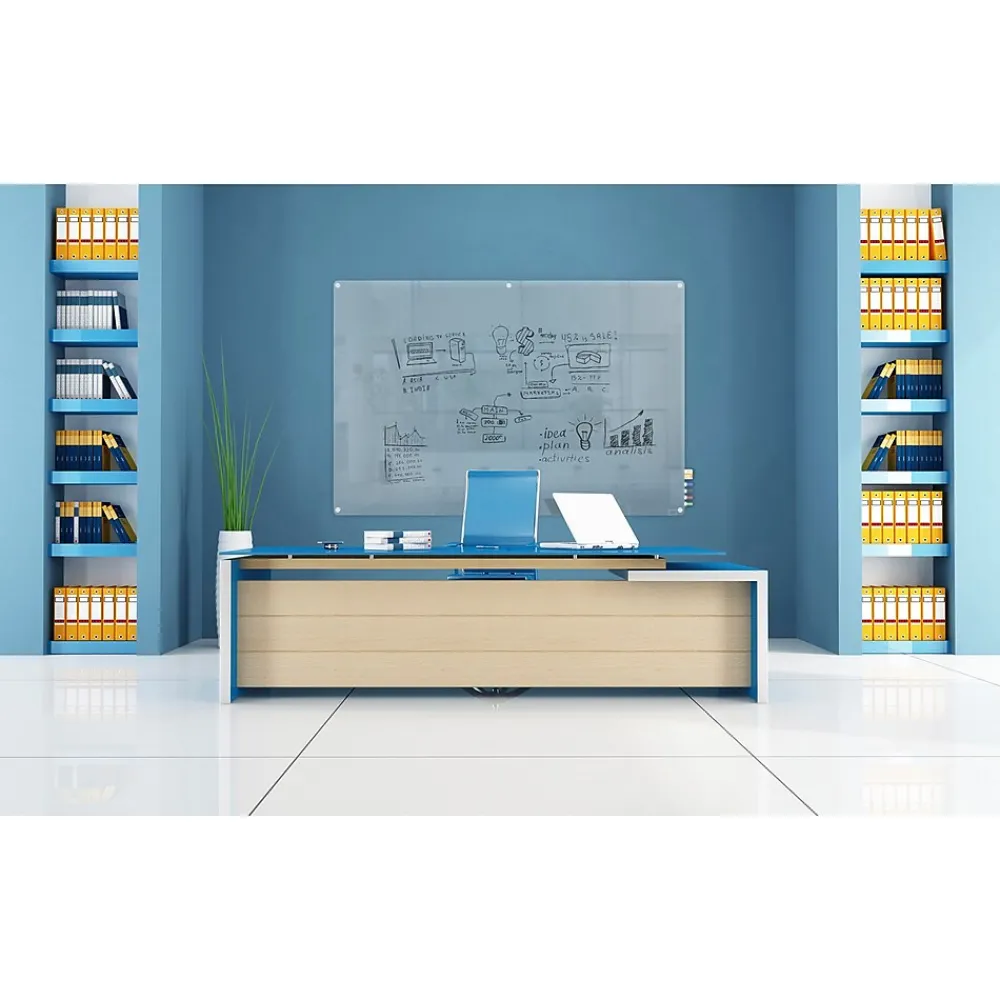 Dry Erase*Ghent Harmony Frosted Glass Whiteboard with Radius Corners, 4'H x 8'W (HMYRN48FR)