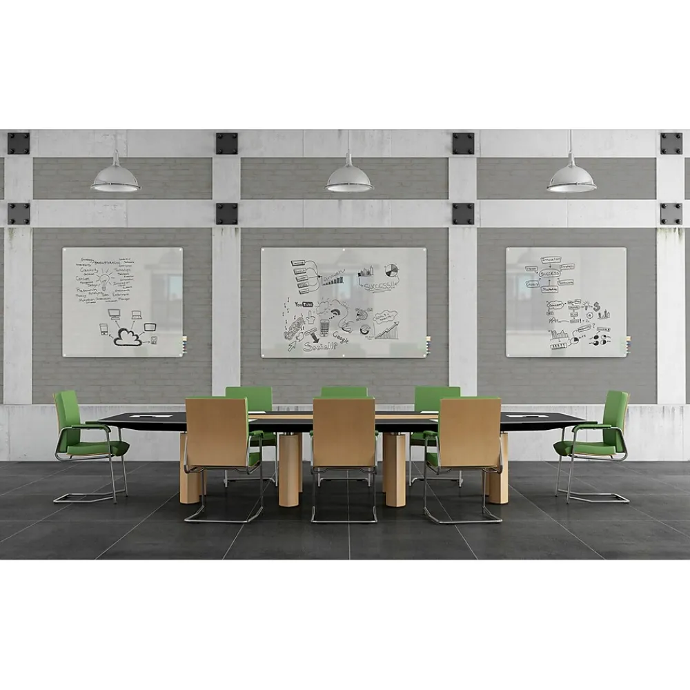 Dry Erase*Ghent Harmony Frosted Glass Whiteboard with Radius Corners, 4'H x 8'W (HMYRN48FR)