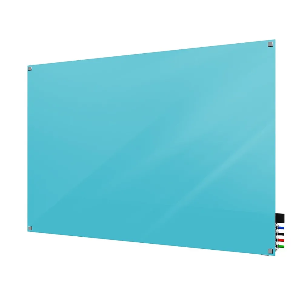 Dry Erase*Ghent Harmony 4'H x 8'W Magnetic Glass Whiteboard with Square Corners, Blue (HMYSM48BE)