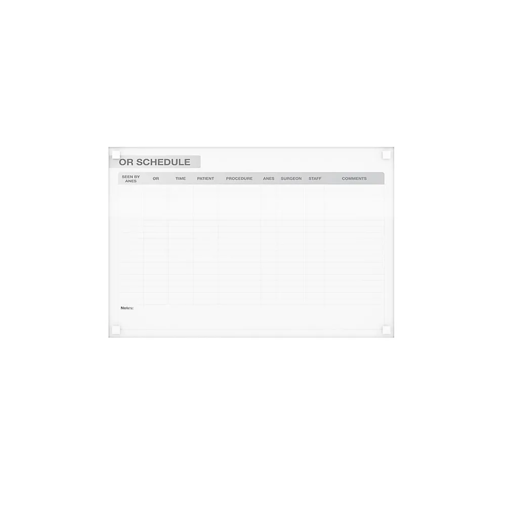 Dry Erase*Ghent Harmony OR Schedule Glass Dry-Erase Whiteboard, 4'H x 6'W (GRPHMYSN13S-46)