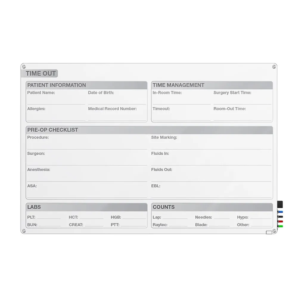 Dry Erase*Ghent Harmony OR Time Out Magnetic Glass Dry-Erase Whiteboard, 2'H x 3'W (GRPHMYRM12T-23)