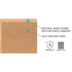 Bulletin*Ghent Natural Cork Bulletin Board with Wood Frame, 4'H x 8'W WK48 (WK48)
