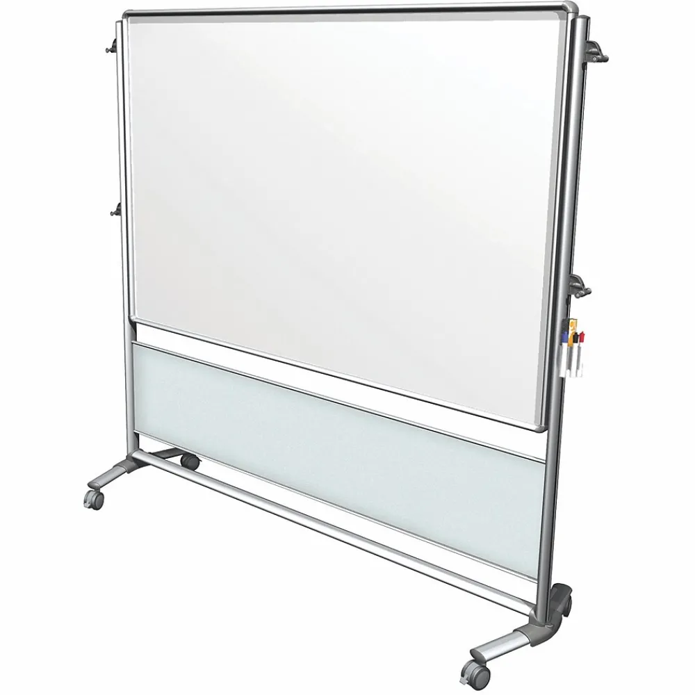 Dry Erase*Ghent Nexus IdeaWall 76"H x 76"W Mobile 2-Sided Porcelain Magnetic Whiteboard (NEX206MW-FR)