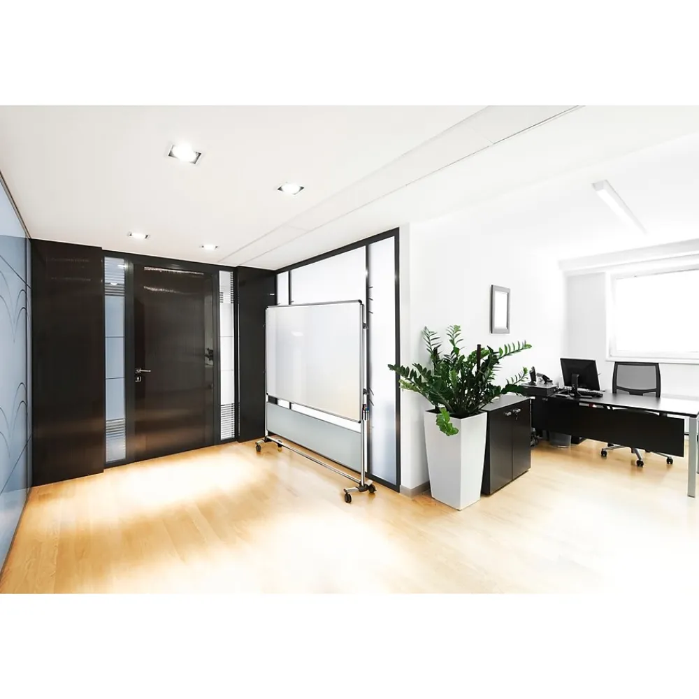 Dry Erase*Ghent Nexus IdeaWall 76"H x 76"W Mobile 2-Sided Porcelain Magnetic Whiteboard (NEX206MW-FR)