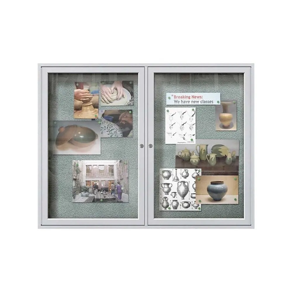Bulletin*Ghent Vinyl Enclosed Bulletin Board, Satin Frame, 3'H x 4'W (PA23648VX-193)