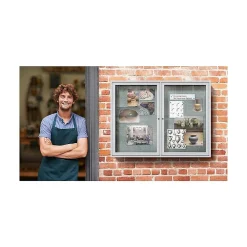 Bulletin*Ghent Vinyl Enclosed Bulletin Board, Satin Frame, 3'H x 4'W (PA23648VX-193)