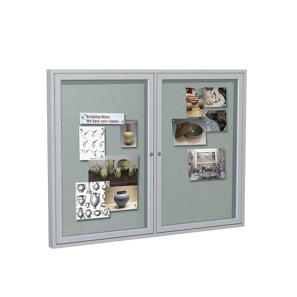 Bulletin*Ghent Vinyl Enclosed Bulletin Board, Satin Frame, 3'H x 4'W (PA23648VX-193)