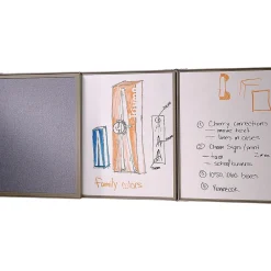 Dry Erase*Ghent VisuALL PC Whiteboard Cabinet with Fabric Bulletin Board Exterior Doors, Gray (41302)