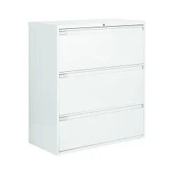 File Cabinets*Global 9300 Plus Series 3-Drawer Lateral File Cabinet, Locking, Letter/Legal, Designer White, 36" (TD9336P3F1HDWT)
