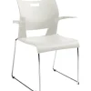 Folding & Stacking*Global Duet 6620 Polypropylene Stacking Chairs with Arms, Ivory Clouds, 4/Ct (TD6620CH-IVC)