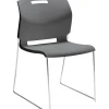 Folding & Stacking*Global Popcorn Plastic Stack Chair without Arms, Platinum,, 4/Ct (TD6711-PLT)