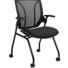 Folding & Stacking*Global Roma Nester Mesh Back Flip Seat Nesting Chair with Arms, Black (1899BKUR22MMB+)