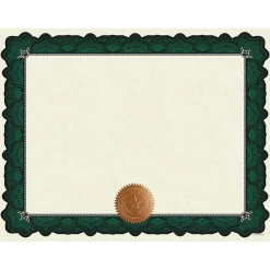 Awards & Certificates*Great Papers Cambridge Certificates, 8.5" x 11", Beige/Green, 10/Pack (2020006)