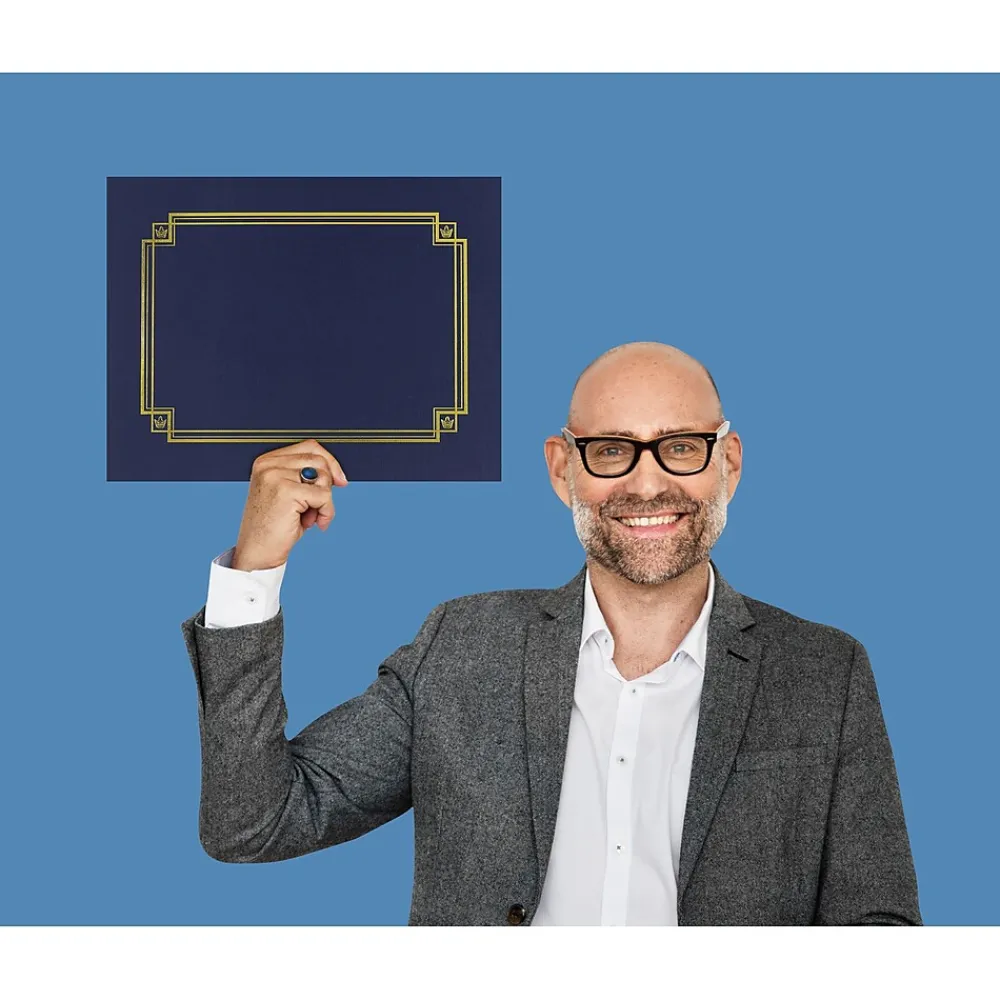 Awards & Certificates*Great Papers Certificate Holders, 9.75" x 12.5", Navy, 3/Pack (938903)