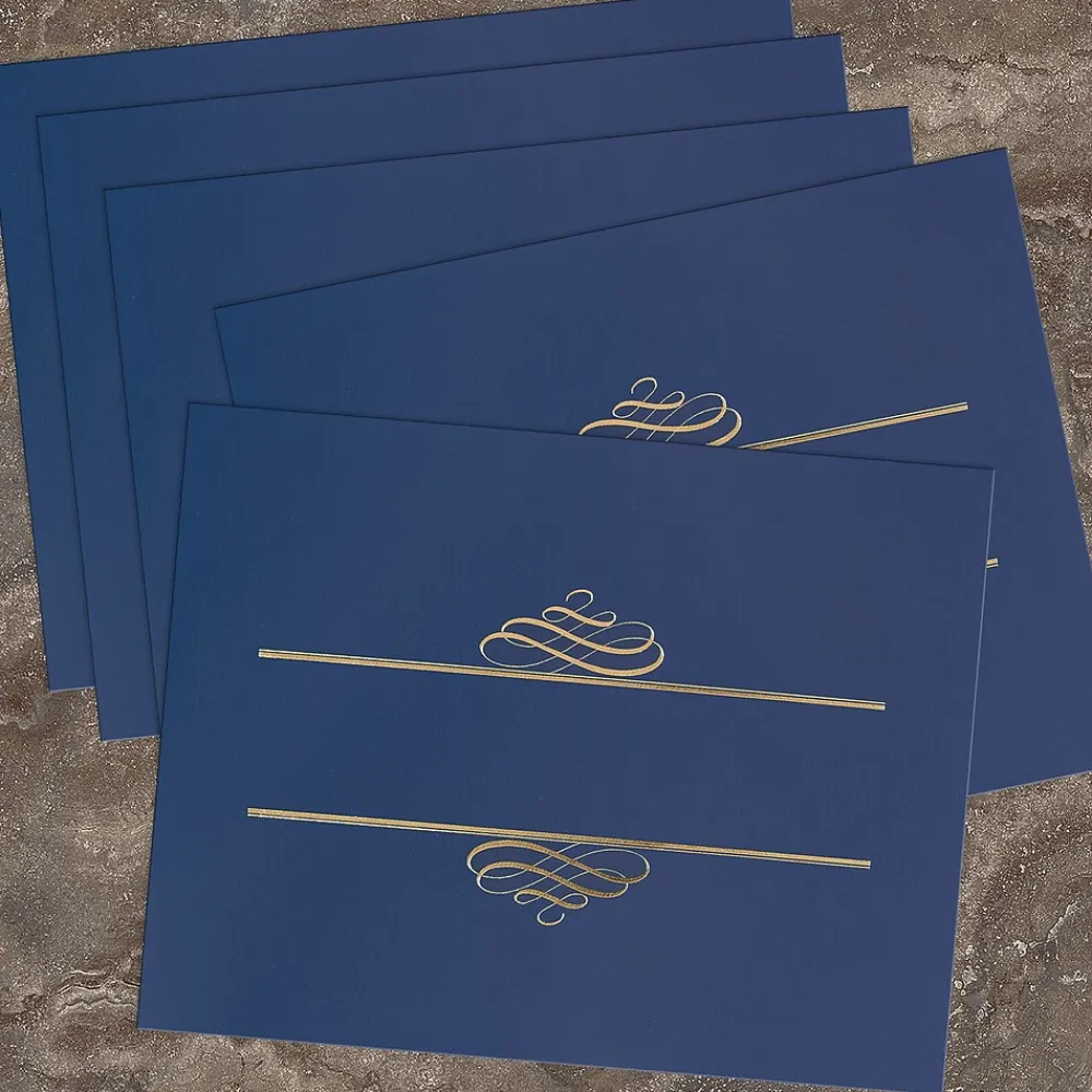 Awards & Certificates*Great Papers Embossed Foil Certificate Holders, 8.5" x 11", Navy, 5/Pack (903119)