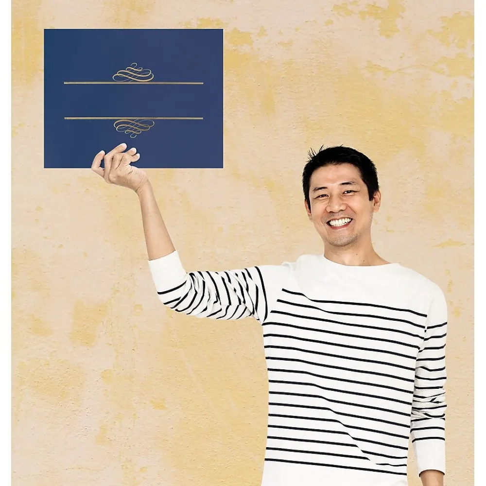 Awards & Certificates*Great Papers Embossed Foil Certificate Holders, 8.5" x 11", Navy, 5/Pack (903119)