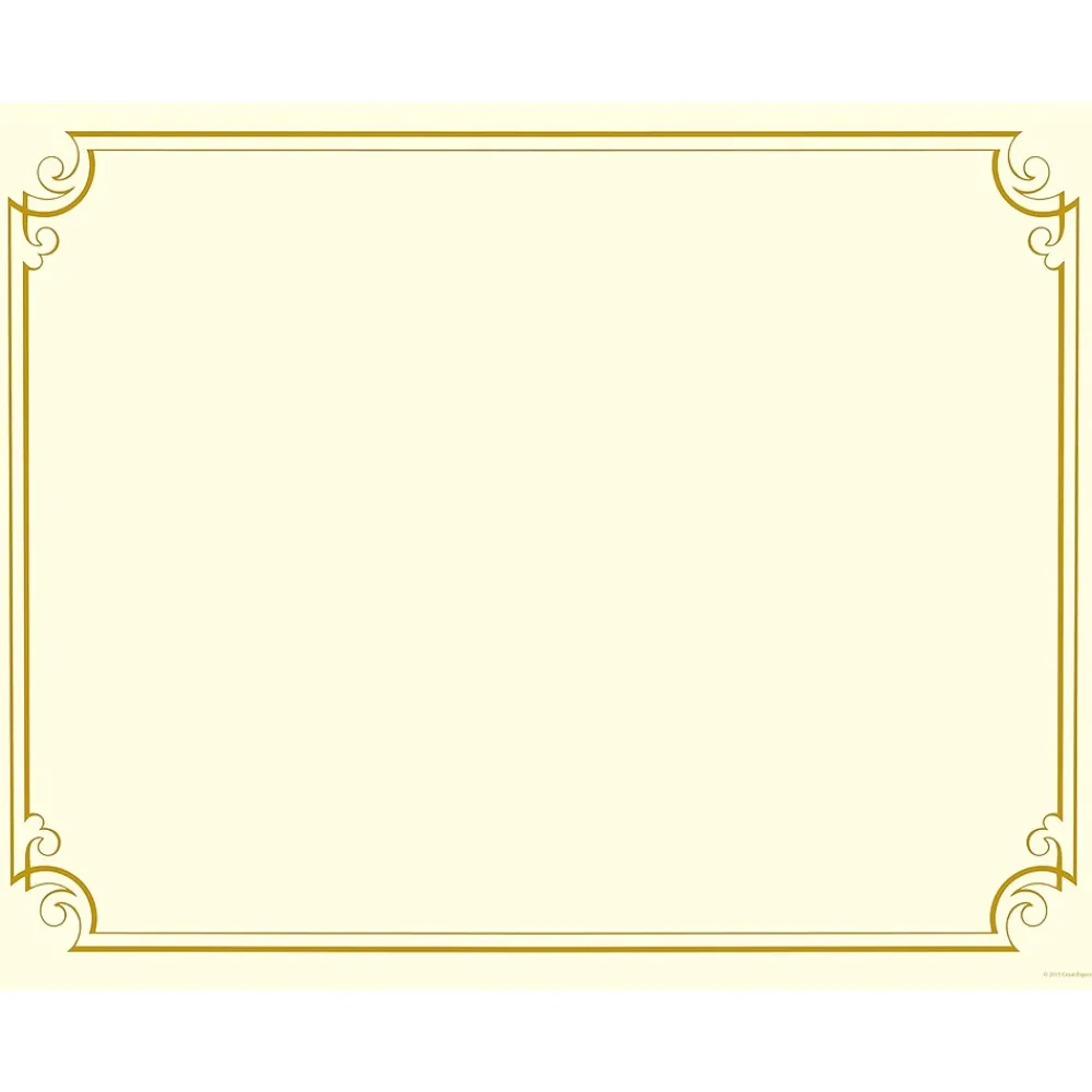 Awards & Certificates*Great Papers Golden Scroll Frame Foil Certificates, 8.5" x 11", Beige/Gold, 12/Pack (2011859)