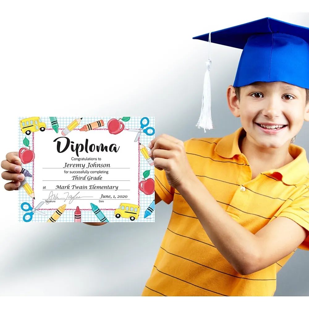 Awards & Certificates*Great Papers Grade School Diploma Graduation Certificates, 8.5" x 11", Multicolor, 15/Pack (2020002)