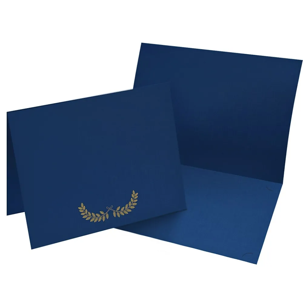 Awards & Certificates*Great Papers Laurel Certificate Holders, 9.34" x 12", Blue/Gold, 5/Pack (2017046)