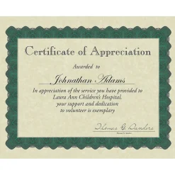 Awards & Certificates*Great Papers Metallic Certificates, 8.5" x 11", Beige/Green, 100/Pack (934200)