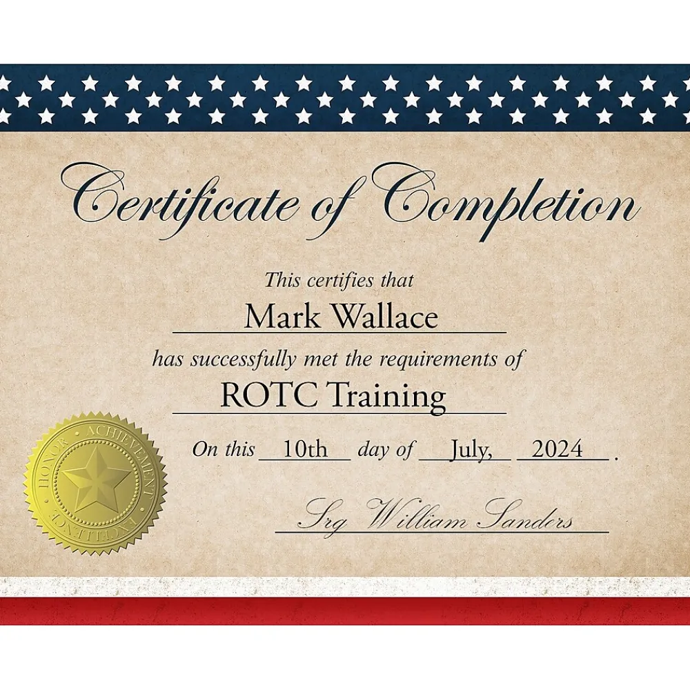 Awards & Certificates*Great Papers Patriotic Completion Certificates, 8.5" x 11", Multicolor, 25/Count (2015075)